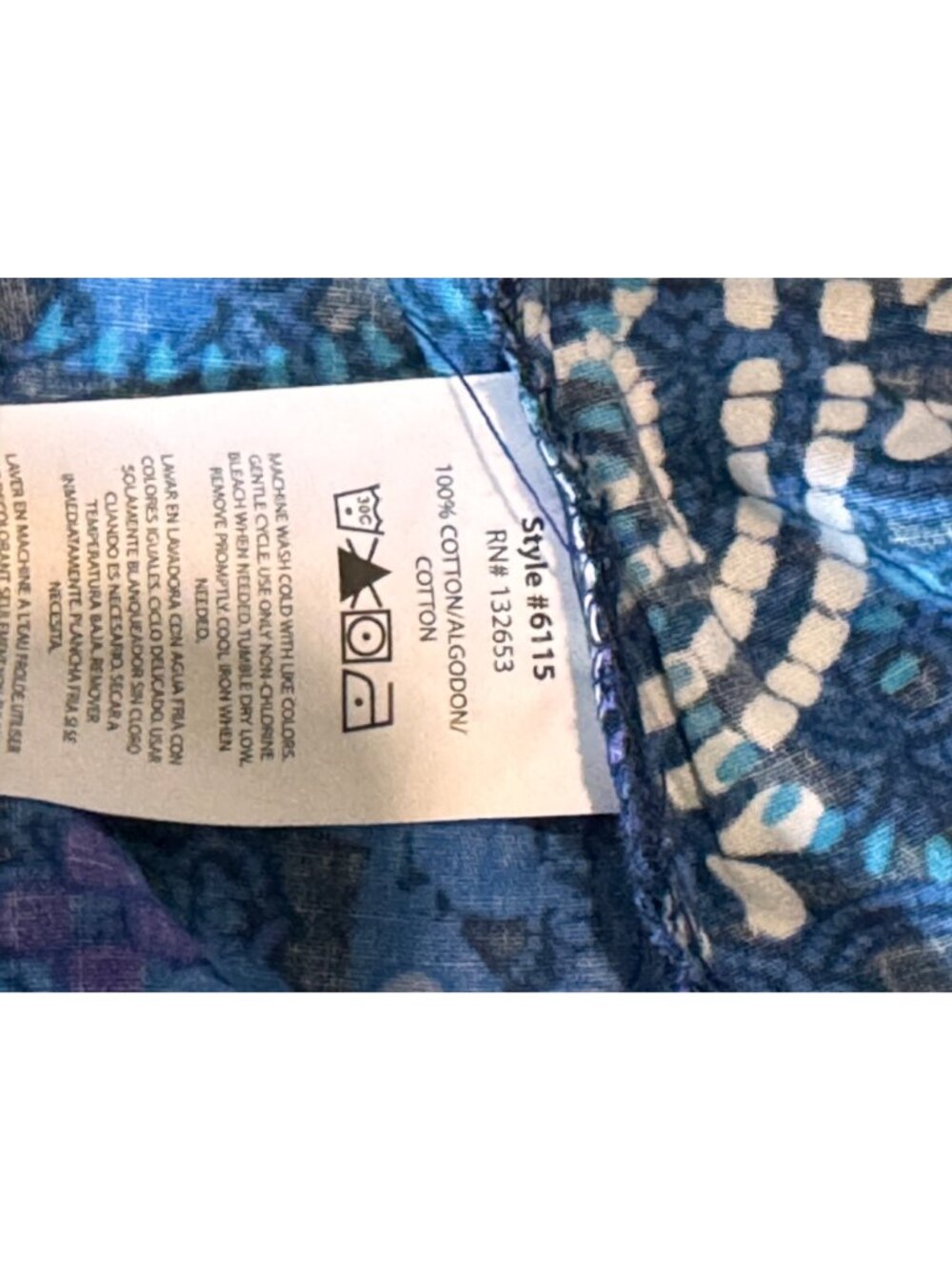 Wonderwink Plus 2X Womens V-Neck Scrub Top Blue & Purple Patterned Short Sleeve - Picture 3 of 6